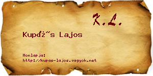 Kupás Lajos névjegykártya